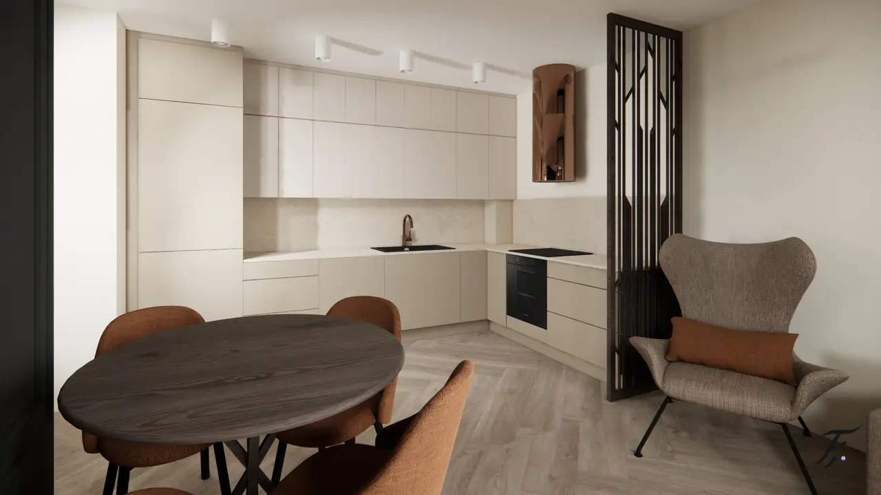 kaszmirowa kuchnia, miedziany okap 